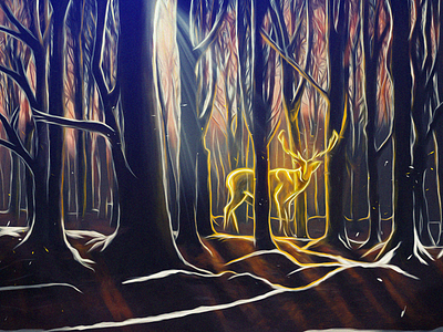 Forest spirit deer digital forest light oil paint spirit trees unsplash