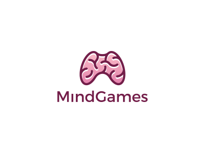 Mind games brain brand clever controller game gamer identity lines logo mind simple smart