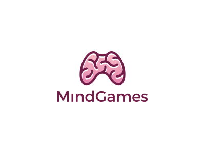 Mind games clever lines simple gamer identity brand logo smart brain controller game mind