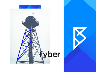 Fyber brand clever identity line lines logo mark network simple smart symbol tower