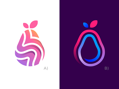 Pear logos abstract brand fruit identity lines logo mark pear symbol