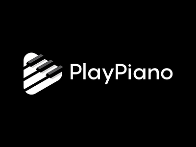 Play Piano abstract brand clever identity keyboard lines logo mark piano play play button smart symbol