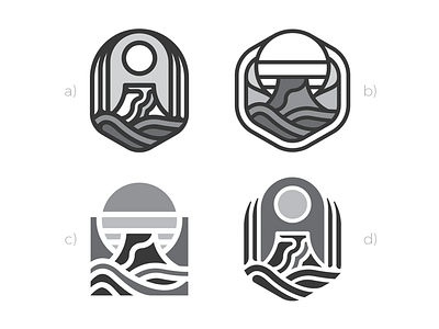 Volcano logos abstract badge brand branding identity illustration lines logo mark simple symbol volcano