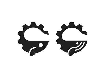 Cog / Whale / Fish / Logo abstract animal aqua brand branding clever cog fish identity lines logo mark sea simple symbol whale