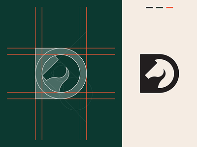 Horse + D Letter Logo Concept abstract animal brand clever d horse identity initial initials lines logo mark simple symbol
