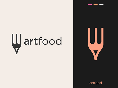 Art Food Logo Design art brand branding clever design elegant food fork identity lines logo mark negative space negative space pencil pencils simple symbol