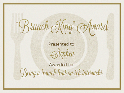 Brunch King Award award brunch certificate icon texture
