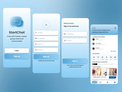 Social media app onboarding UI