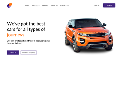 Landing page for a car rental website branding car rental design graphic design landing page logo ui ui design ux website