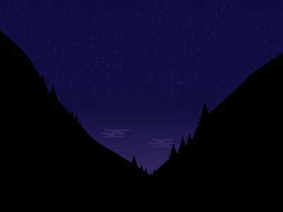 Starry Night! landscape night stars pinetrees mountains vector