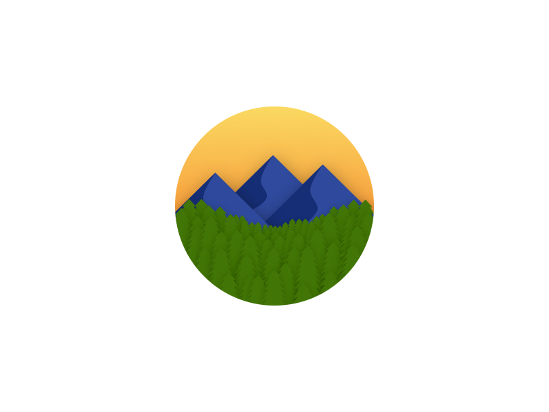 Nature illustration shadows gradients sky trees mountains nature