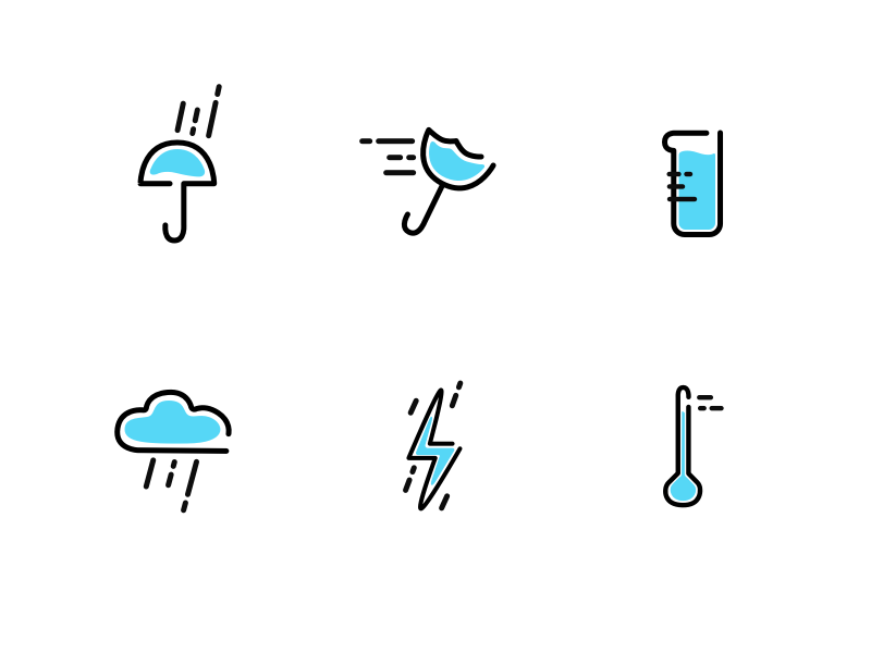 Weather line icons iconset blue line lineicons weather icons