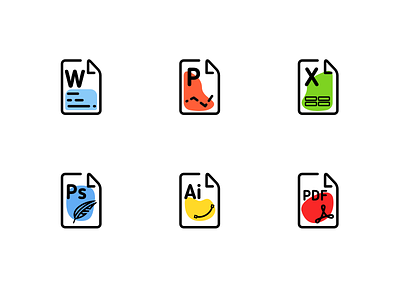 File Type icons adobe colors excel file filetype icons illustrator pdf photoshop powerpoint type word