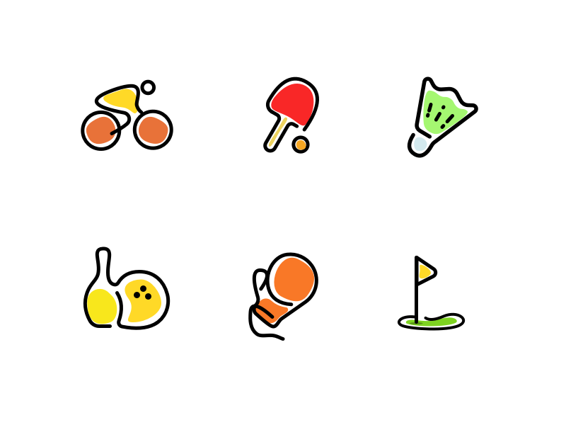 Sports Icon set golf boxing bowling badminton tennis table cycling iconset set icon sports
