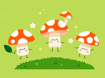 Forest Friends brazil cute design drawing eli forest green illustration mushroom mushrooms vector
