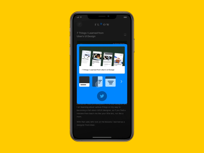 Article Sharing Flow animation design figma motion motion graphics principle ui uidesign uimotion