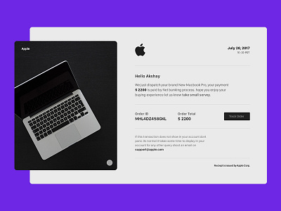 Day 017 - Email Receipt - Daily UI apple dailyui dribbble email macbook minimal receipt