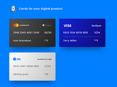 Cards for Digital products adobexd cards digital transactions ui ux visual