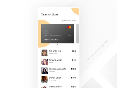 Transaction screen for banking app