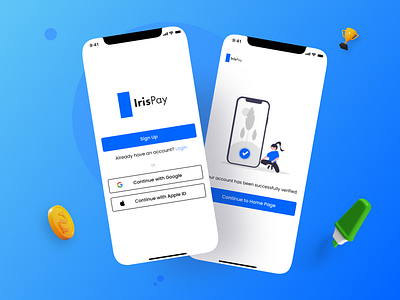 IrisPay app design figma finance login singup ui ux