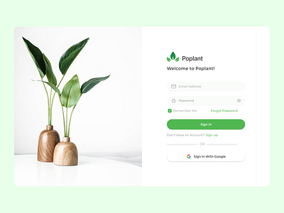 Poplant - web sign in page design