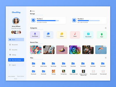 CloudKing - Online cloud storage branding clean design design ui ux web web design