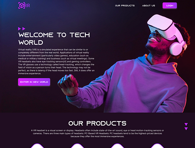 RR- Virtual Reality Product Landing Page Website 3d branding clean design figma ui we web design