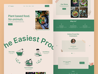 Veggies - Vegan Food Website (Concept) food website product design ui ux vegan food web design web development website