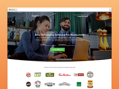 7Shifts Landing Page conversion design graphic design klientboost restaurant ux design