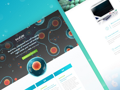 IncuCyte Promotion Page biology branding colortheory design graphicdesign green landingpage neon science tech uiux webdesign