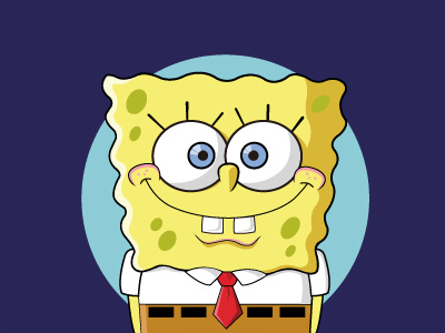 SpongeBob cartoon character cute illustration，yellow smile spongebob square