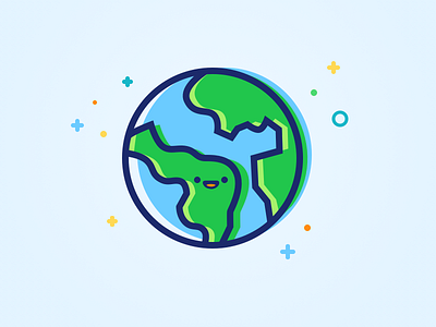 Earth blue circle earth green icon planet sketch smile space star