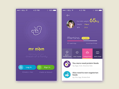 My Mom app dashboad design gradient icons illustraion material minimal app mobile pregnancy trending uidesign