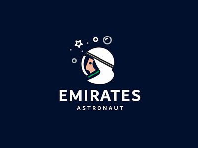 Emirates Astronaut abstract astronaut blue brand branding creative logo emirates flat icon identity illustration logo logotype mark minimal logo moon