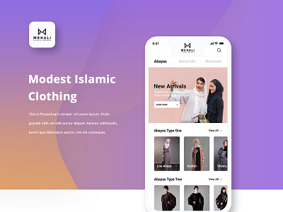 Mehali app dress ecommerce graphics illustation interface islamic minimal modern product trending ui ux