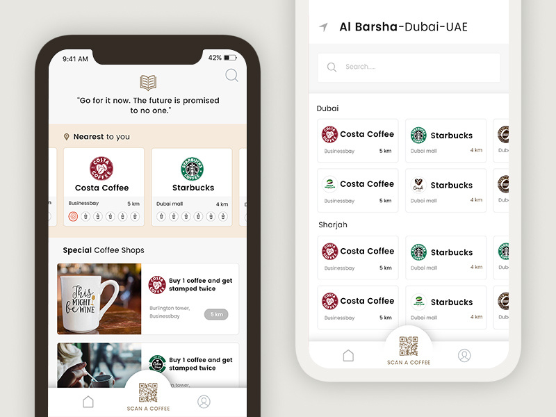Coffee shop finder app by Aju Pulickal on Dribbble