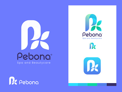 Pebona app blue branding design gradient icon identity illustrator ios logo mark phone phone app simple