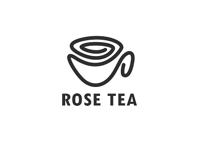 Rose Tea beverage branding cup drink icon label logo logotype modern rose tea