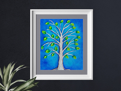 Handmade Clay Work On Canvas Painting acrylic canvas clay handmade nature painting photo tree