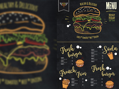 Restaurant menu card art black burger cards design food lettering meet menu printing design restaurant