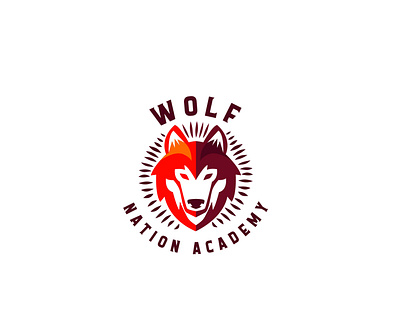 wolf Nation Academy academy apparel badge illustration lockup logo modern wolf wolf logo wolves