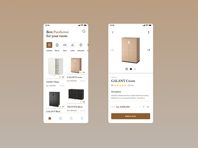 Parabotan - Furniture Shop app brown buy commerce ecommerce furniture home house mobile room shop ui