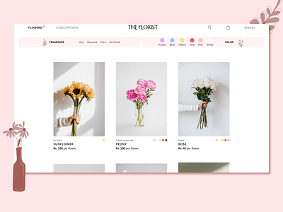 The Florist - Catalogue florist illustration ui ux web design website
