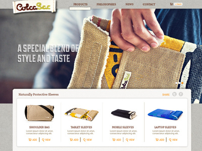 Colcasac Homepage design header homepage organic sleeves web