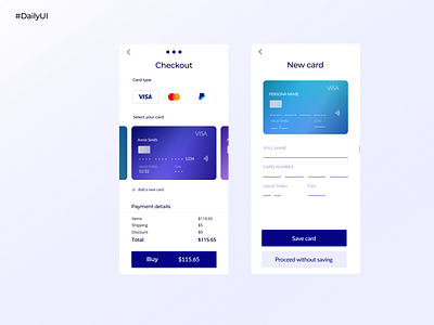 Credit Card Checkout 002 app blue card checkout dailyui design mobile pay payment ui ux uxui design