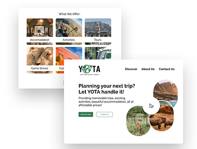 YOTA - Local South African Travel Agency design figma hierarchy logo typography ui