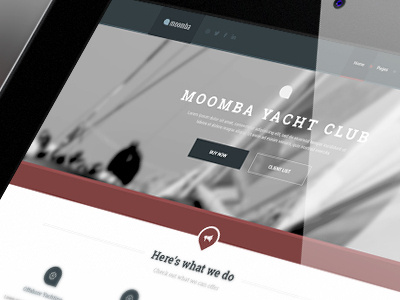 Moomba Website interface ipad moomba ocean retina sailing ui webdesign wordpress yacht
