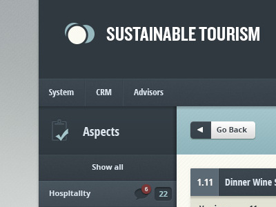 Tourism Webapp app blue interface multilevel navigation sidebar tourism ui ux webb