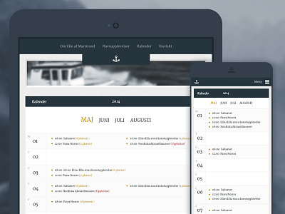 Responsive Event Calendar blue calendar date event maritime navy responsive ui ux