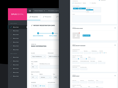 Online Dental Form dark dental form input fields interactive step by step ux